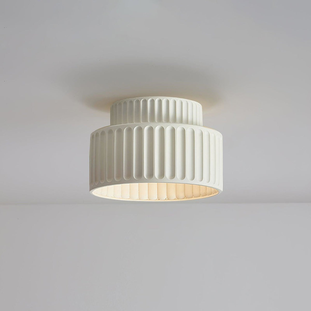 Ribbed Resin Semi-Flush Ceiling Light