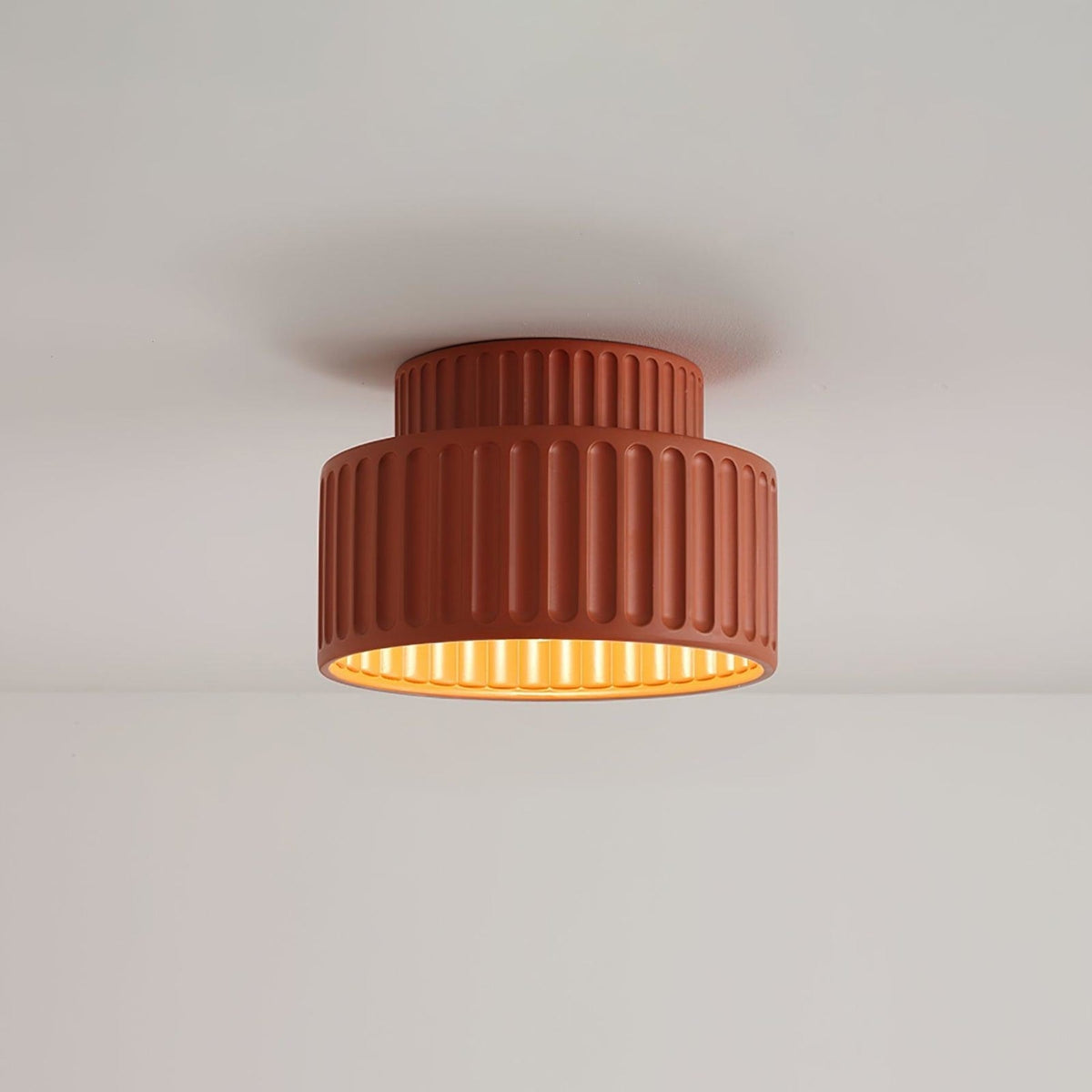 Ribbed Resin Semi-Flush Ceiling Light