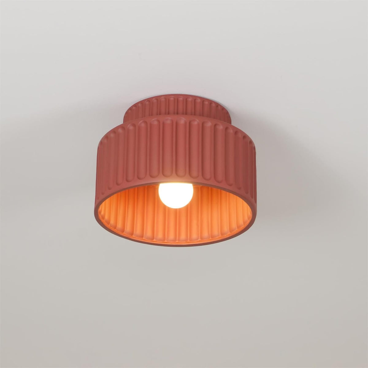 Ribbed Resin Semi-Flush Ceiling Light