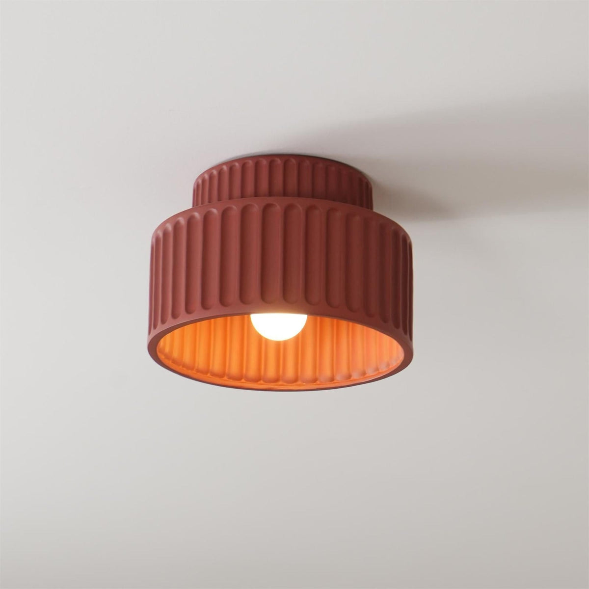 Ribbed Resin Semi-Flush Ceiling Light