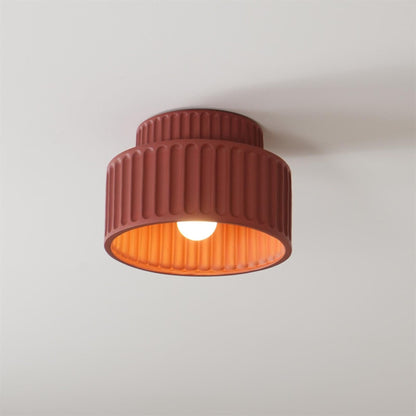 Ribbed Resin Semi-Flush Ceiling Light