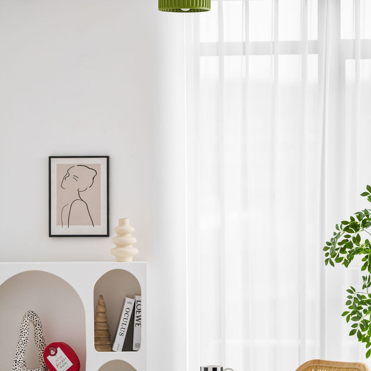 Ribbed Resin Semi-Flush Ceiling Light