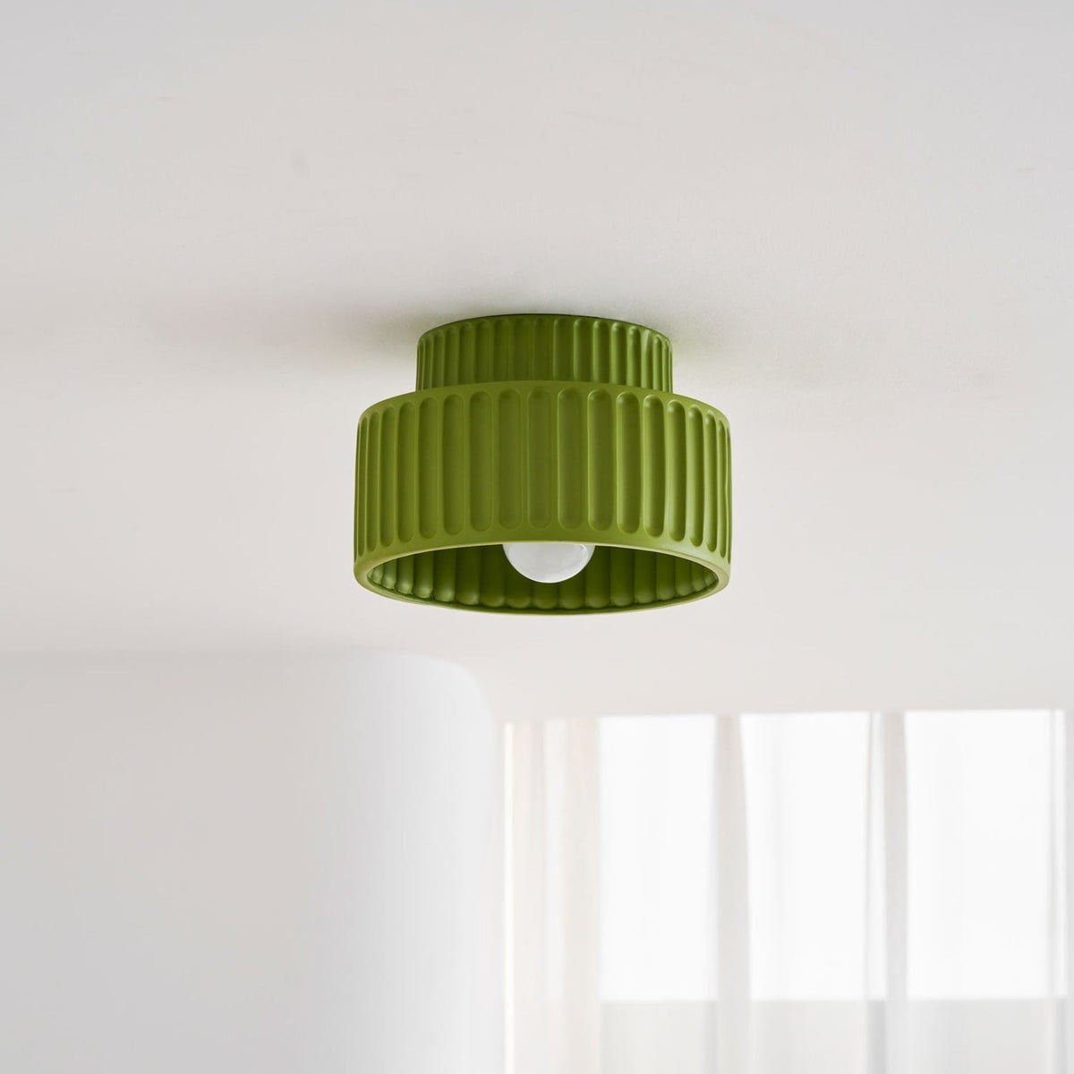 Ribbed Resin Semi-Flush Ceiling Light