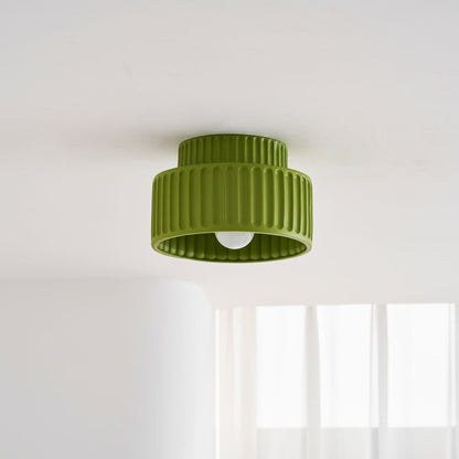 Ribbed Resin Semi-Flush Ceiling Light