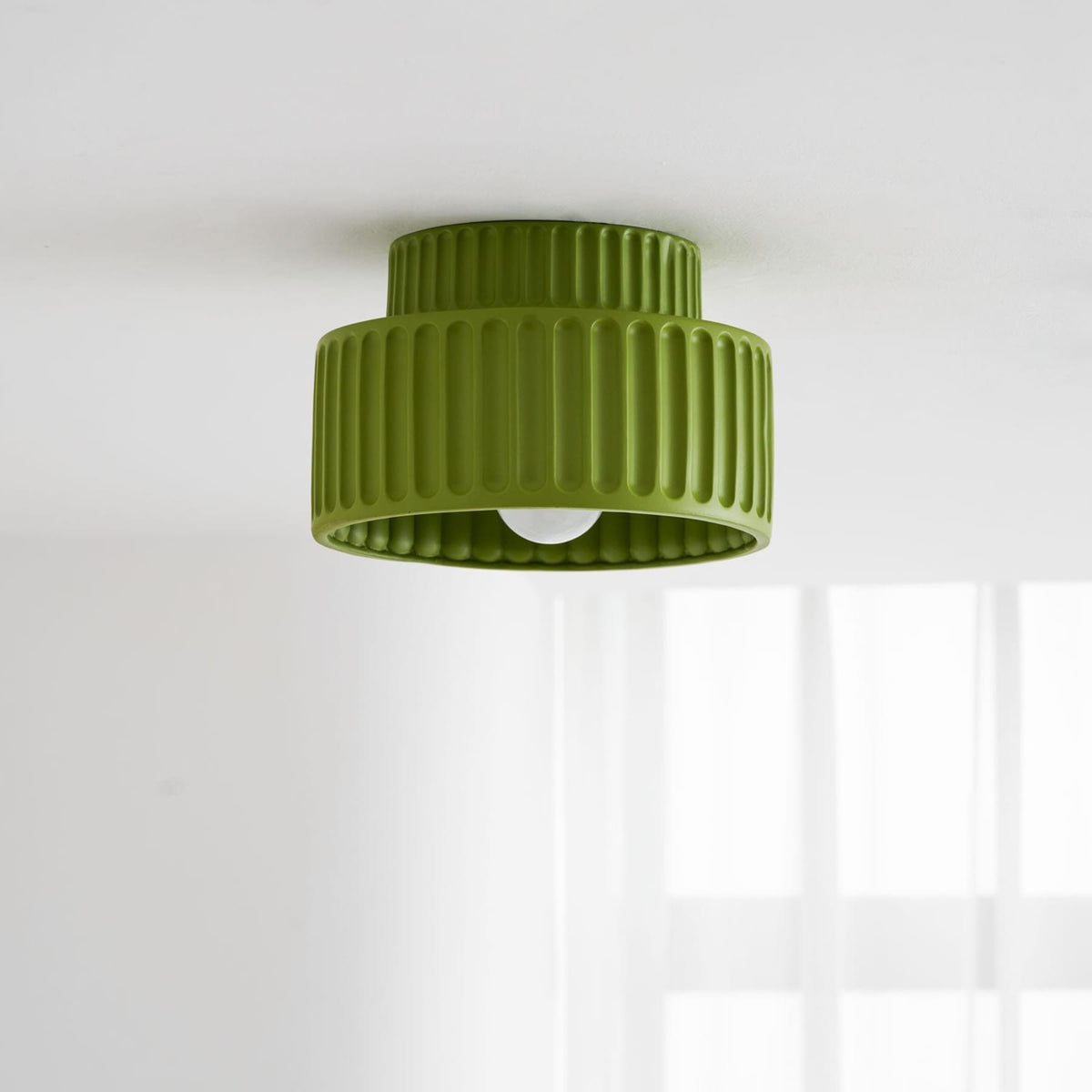 Ribbed Resin Semi-Flush Ceiling Light