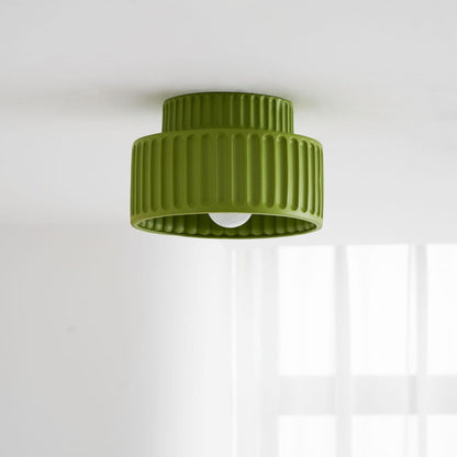 Ribbed Resin Semi-Flush Ceiling Light