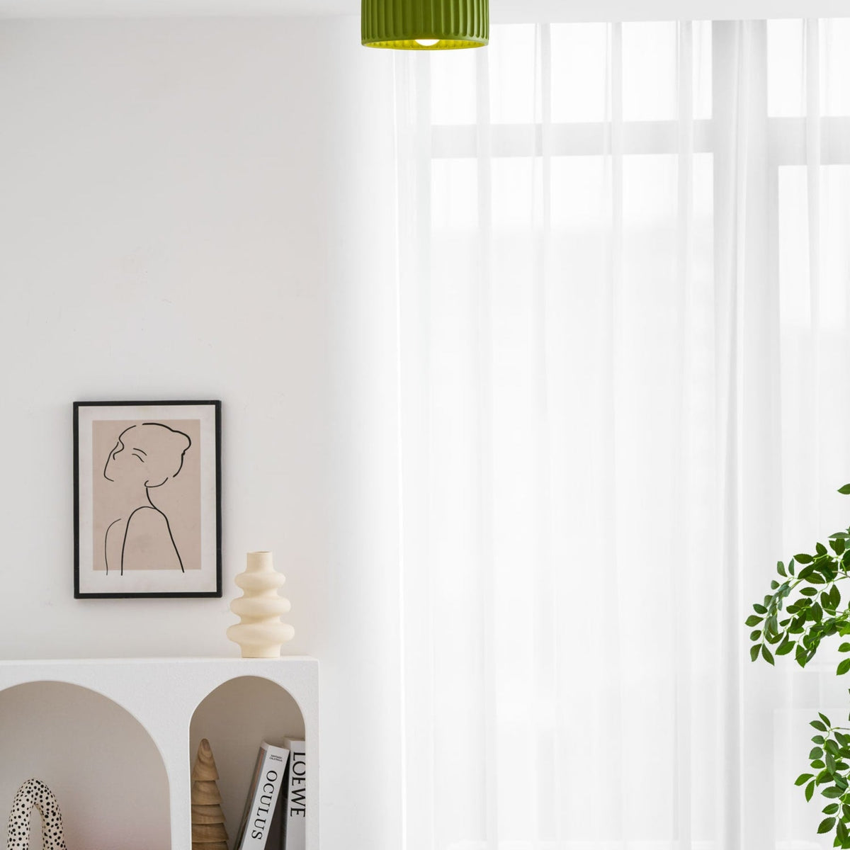 Ribbed Resin Semi-Flush Ceiling Light