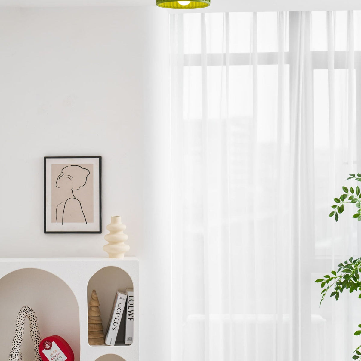 Ribbed Resin Semi-Flush Ceiling Light