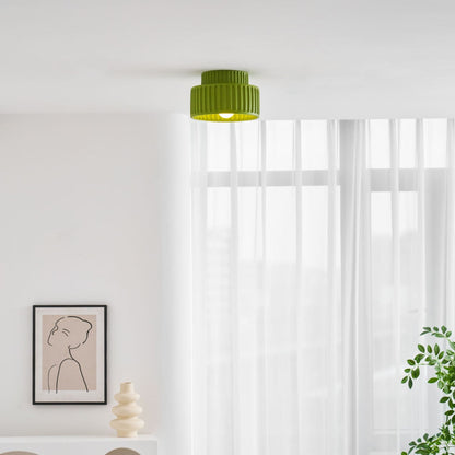 Ribbed Resin Semi-Flush Ceiling Light