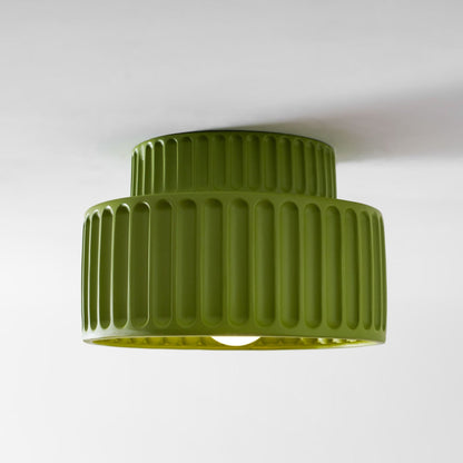 Ribbed Resin Semi-Flush Ceiling Light
