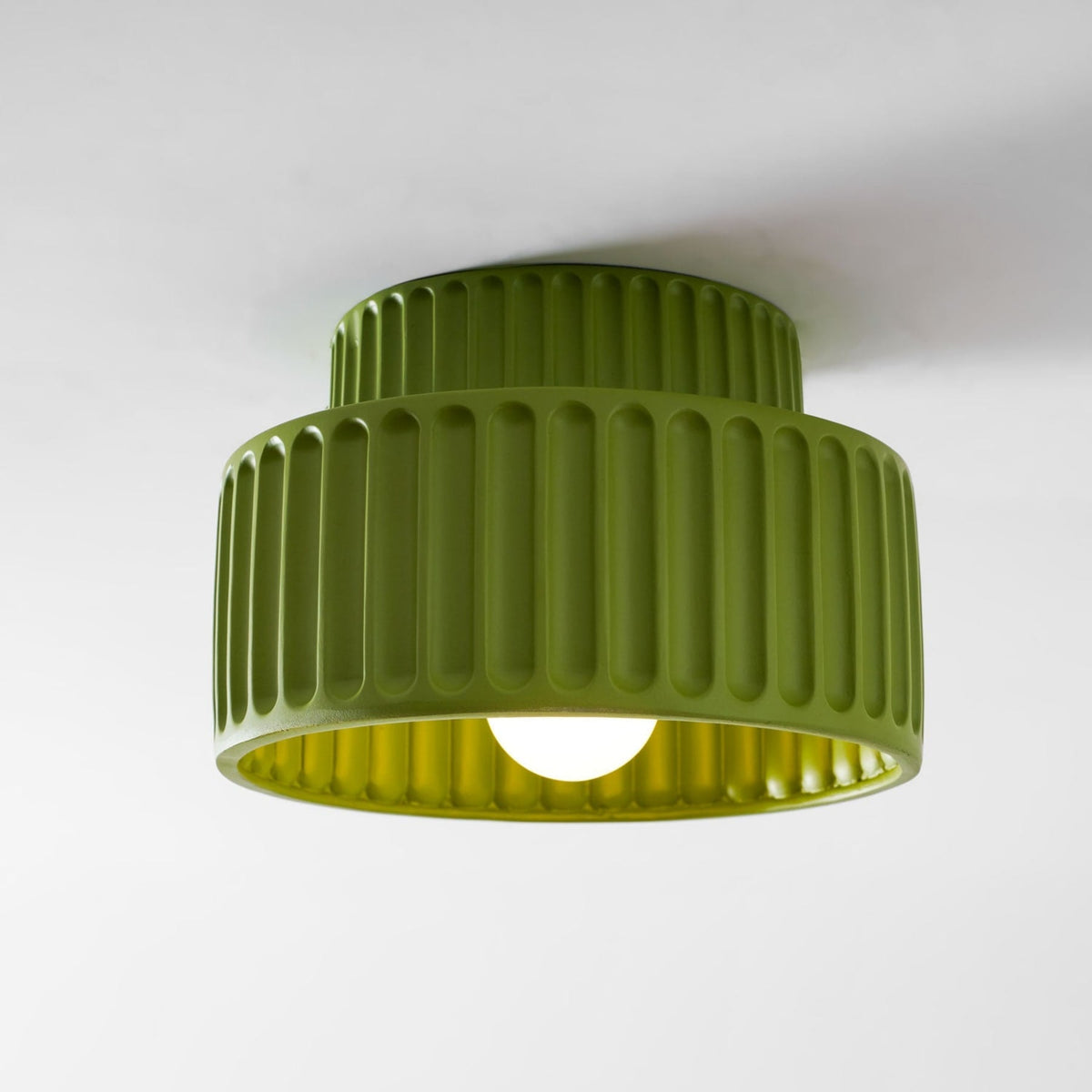 Ribbed Resin Semi-Flush Ceiling Light