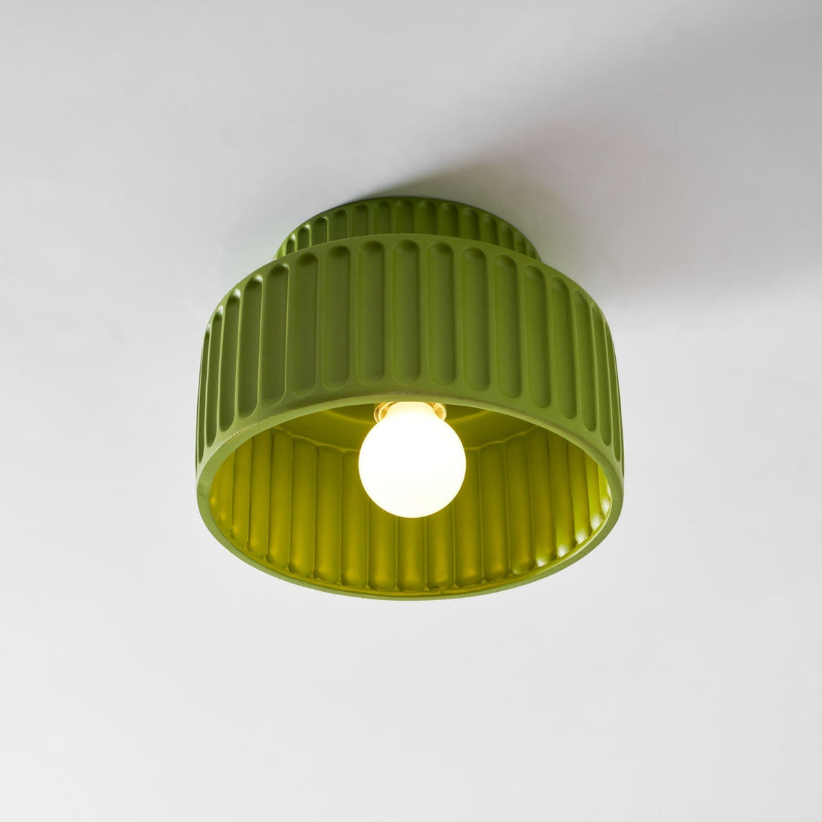 Ribbed Resin Semi-Flush Ceiling Light