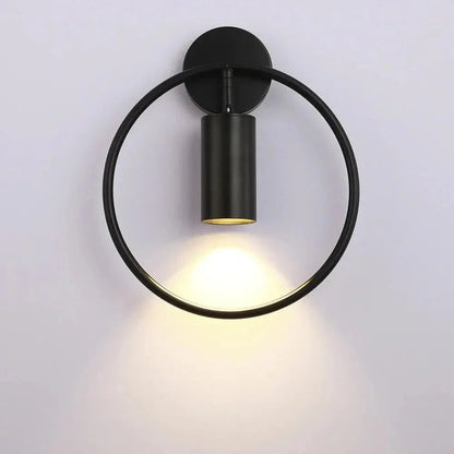 Black ring wall light with adjustable spotlight