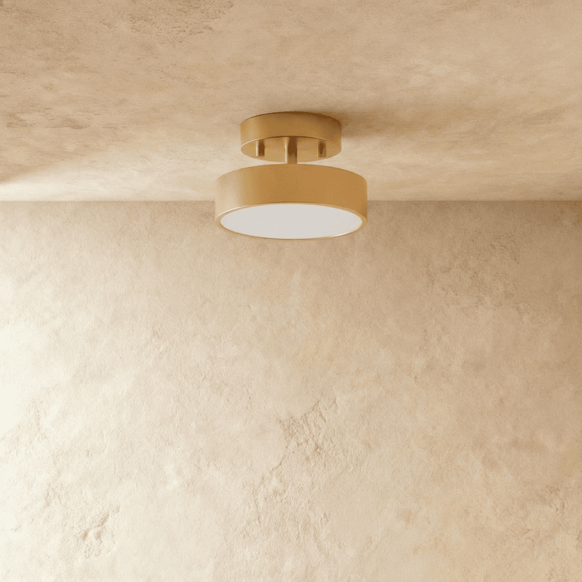 Small copper-coloured iron ceiling light switched off