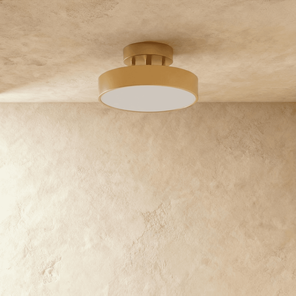 Medium copper-coloured iron ceiling light switched off