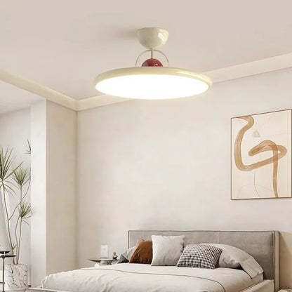 Beige round LED ceiling light in a living room