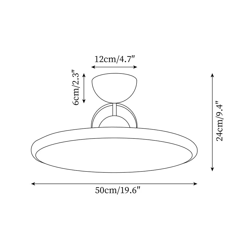 Round LED ceiling light dimensions, 50 cm diameter and 24 cm height