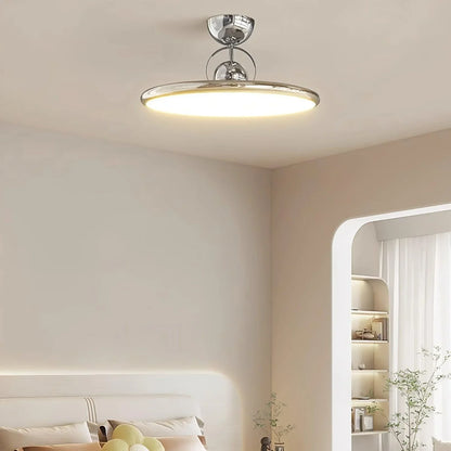 Chrome LED semi-flush ceiling light in a living room
