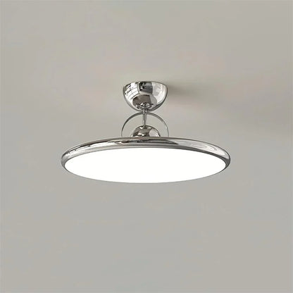 Chrome round LED semi-flush ceiling light against a plain background