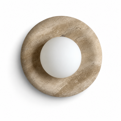 Travertine finish globe wall sconce