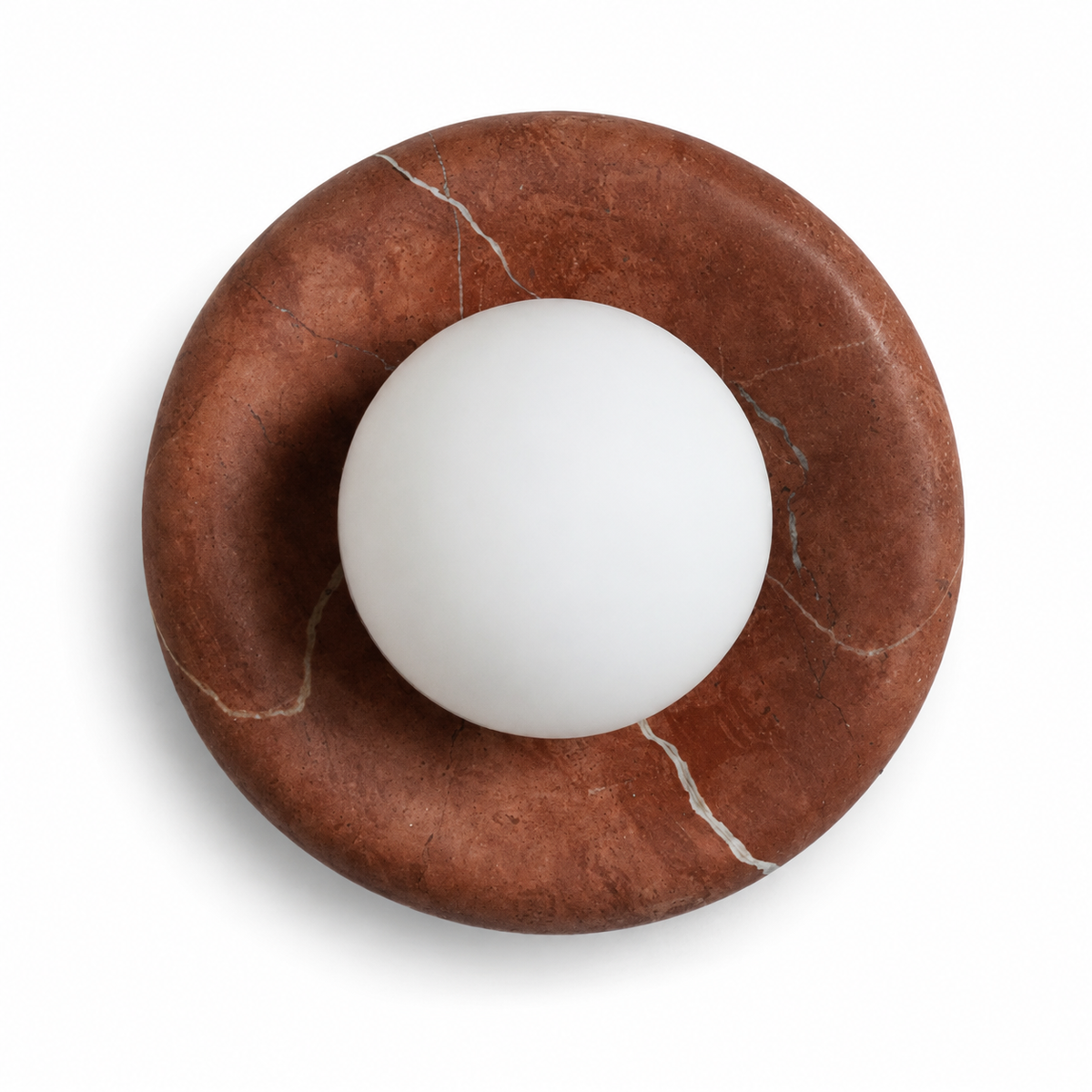 Coral Red round stone globe sconce