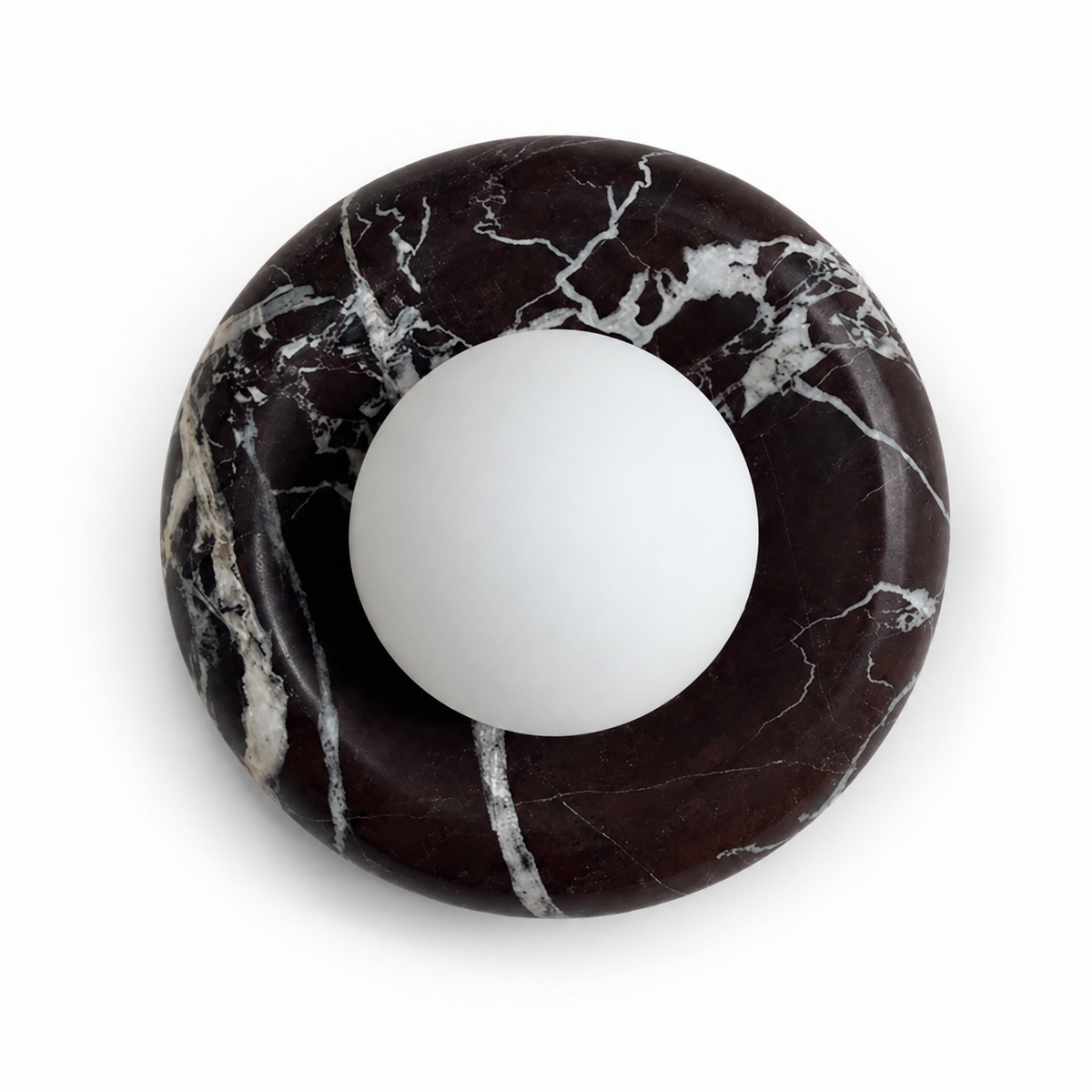 Dark veined stone globe wall sconce