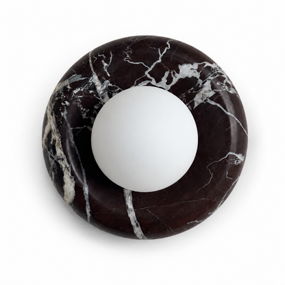 Dark veined stone globe wall sconce