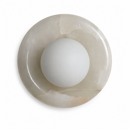 White Jade finish round globe sconce