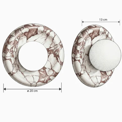 Globe wall sconce measuring 20 cm across and 13 cm projection