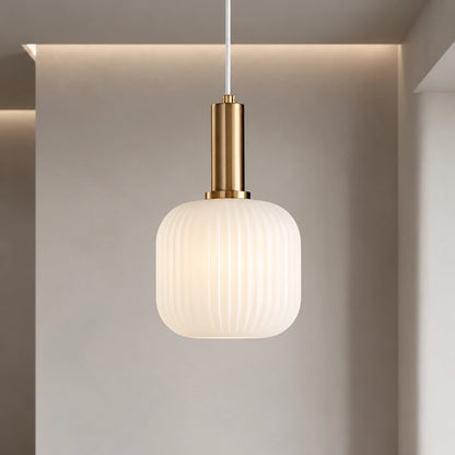 Ribbed Glass Pendant Light with Adjustable Cord