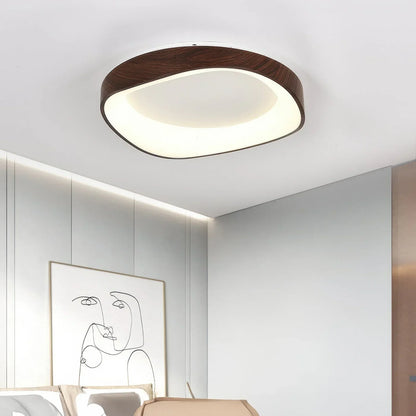 Dark wood-effect LED ceiling light in a dining room