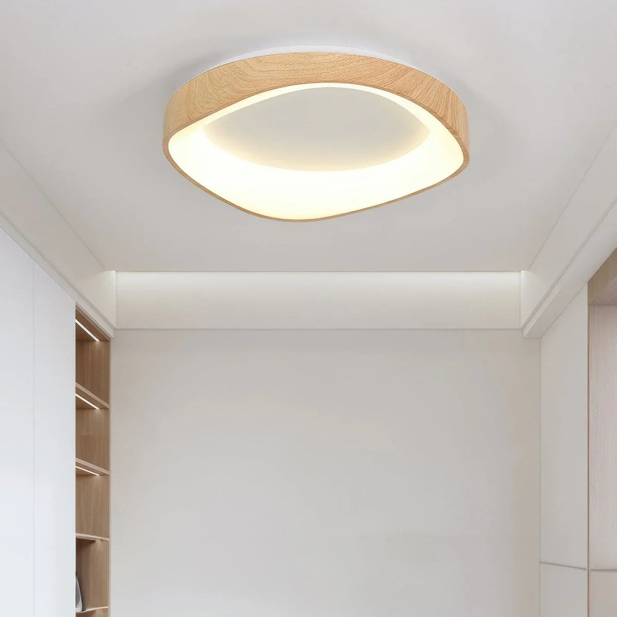 Light wood-effect ceiling light in a living room