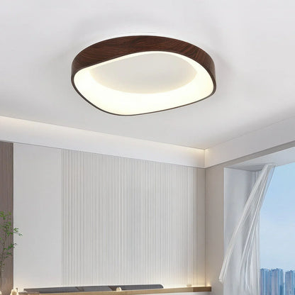 Dark wood-effect ceiling light in a living room