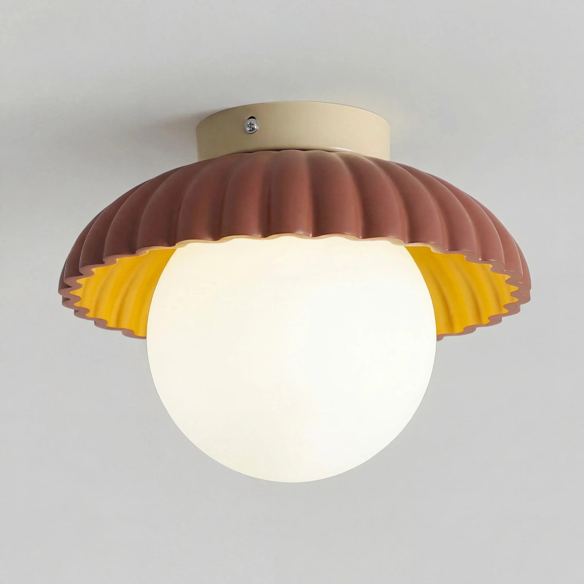 Ruffled Glass Globe Ceiling Light