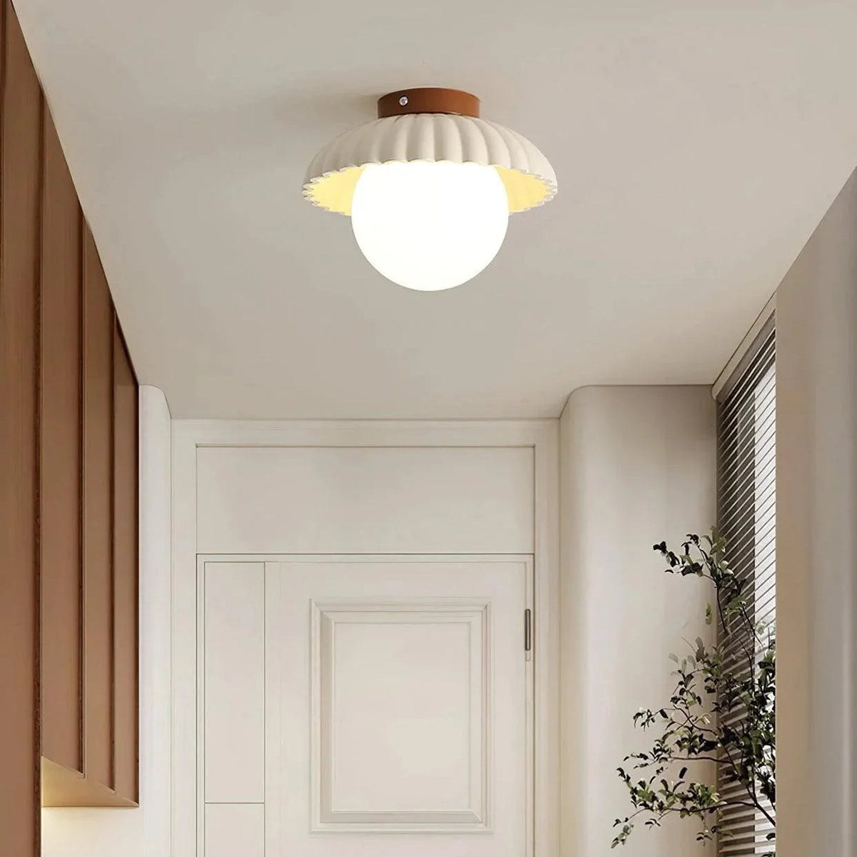 Ruffled Glass Globe Ceiling Light