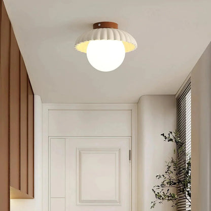 Ruffled Glass Globe Ceiling Light