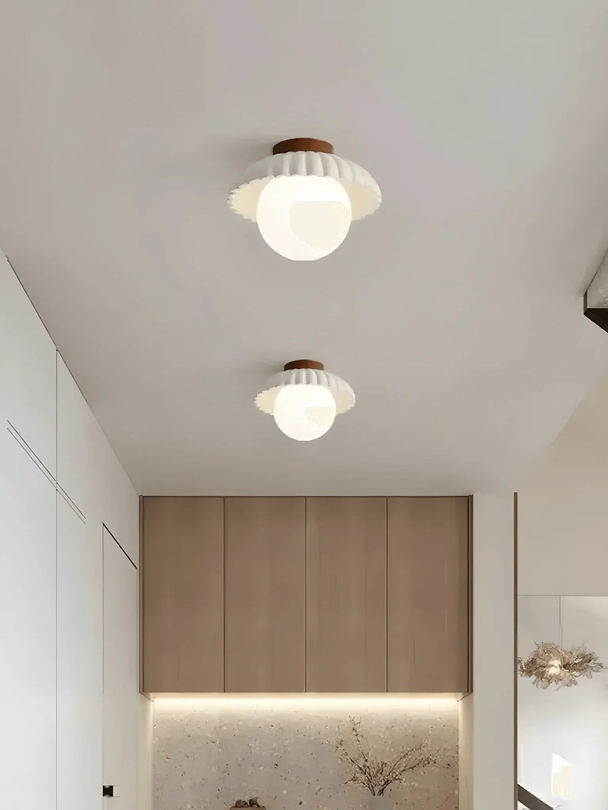 Ruffled Glass Globe Ceiling Light