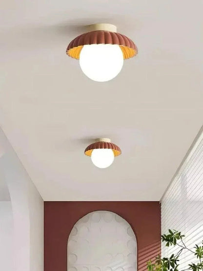 Ruffled Glass Globe Ceiling Light