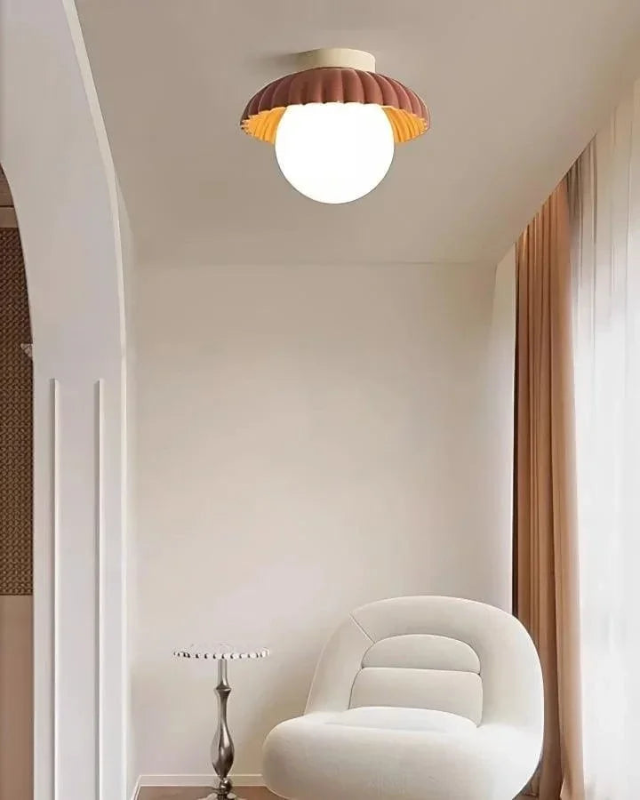 Ruffled Glass Globe Ceiling Light