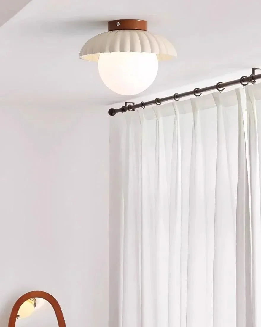 Ruffled Glass Globe Ceiling Light