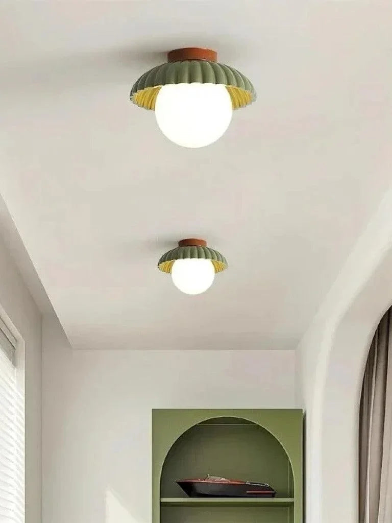 Ruffled Glass Globe Ceiling Light