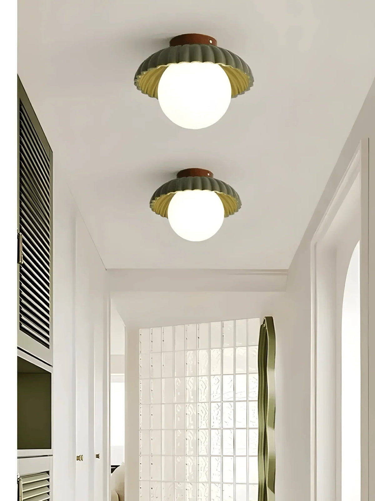 Ruffled Glass Globe Ceiling Light