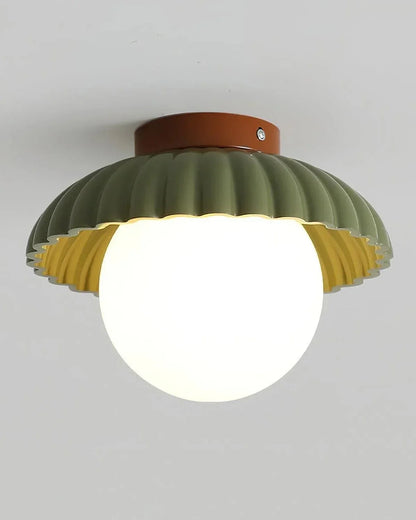 Ruffled Glass Globe Ceiling Light