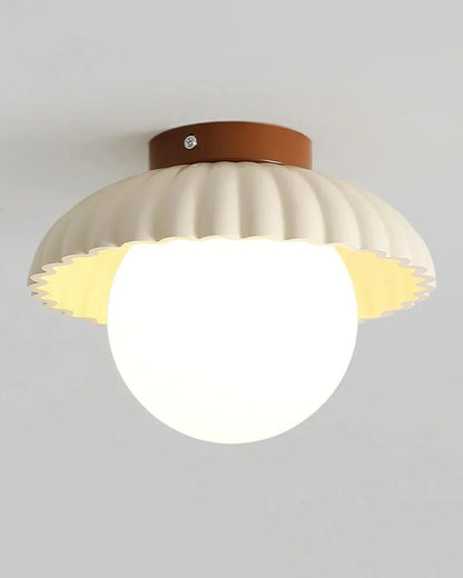 Ruffled Glass Globe Ceiling Light