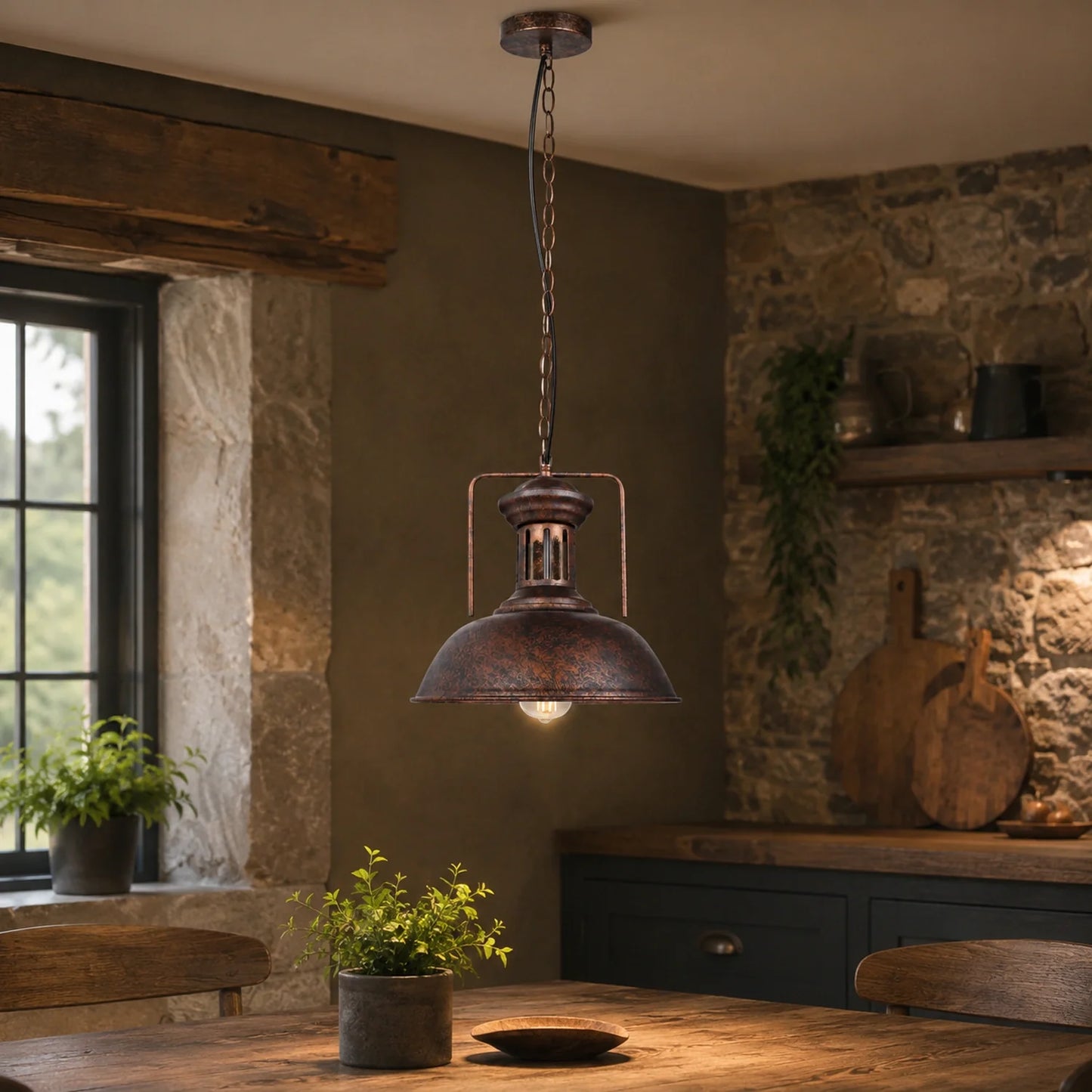Vintage Industrial Dome Pendant Light