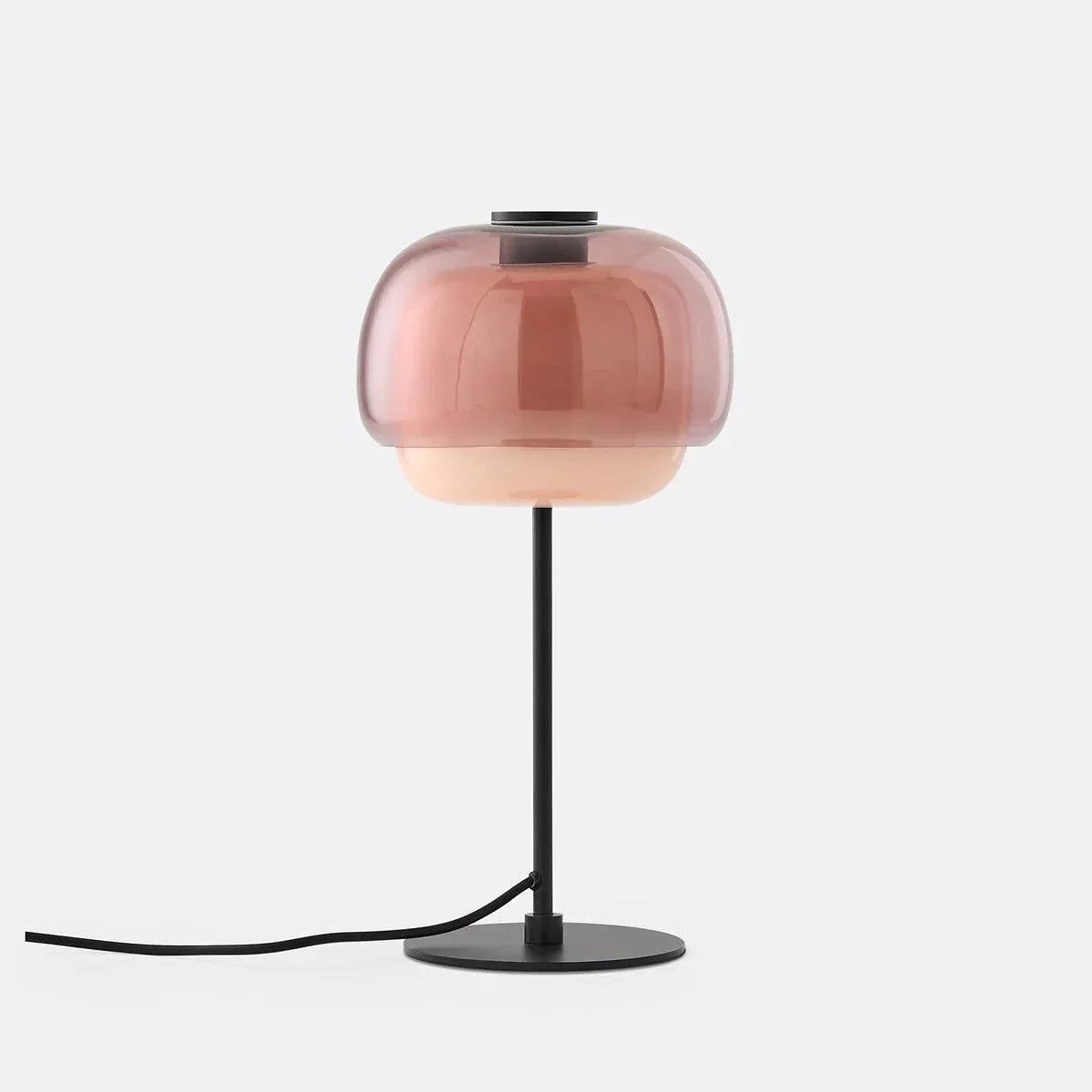 Blush double-dome table lamp on a white background