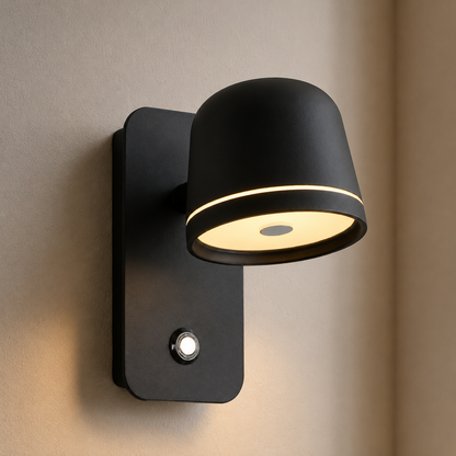 Sandstone black square LED bedside wall light