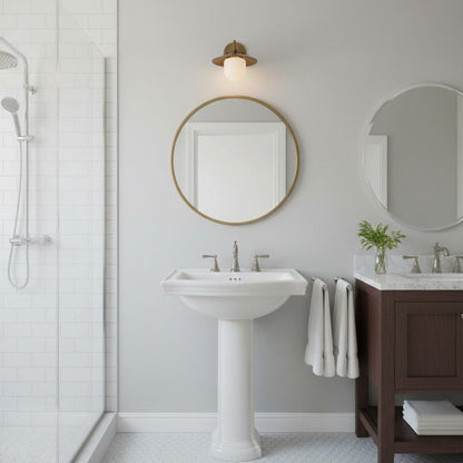 Satin Brass Wall Light with Saucer Shade