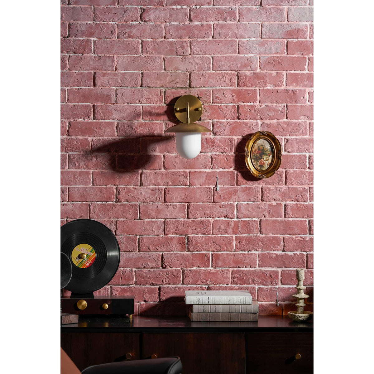 Satin Brass Wall Light with Saucer Shade