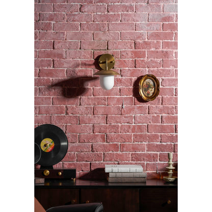 Satin Brass Wall Light with Saucer Shade